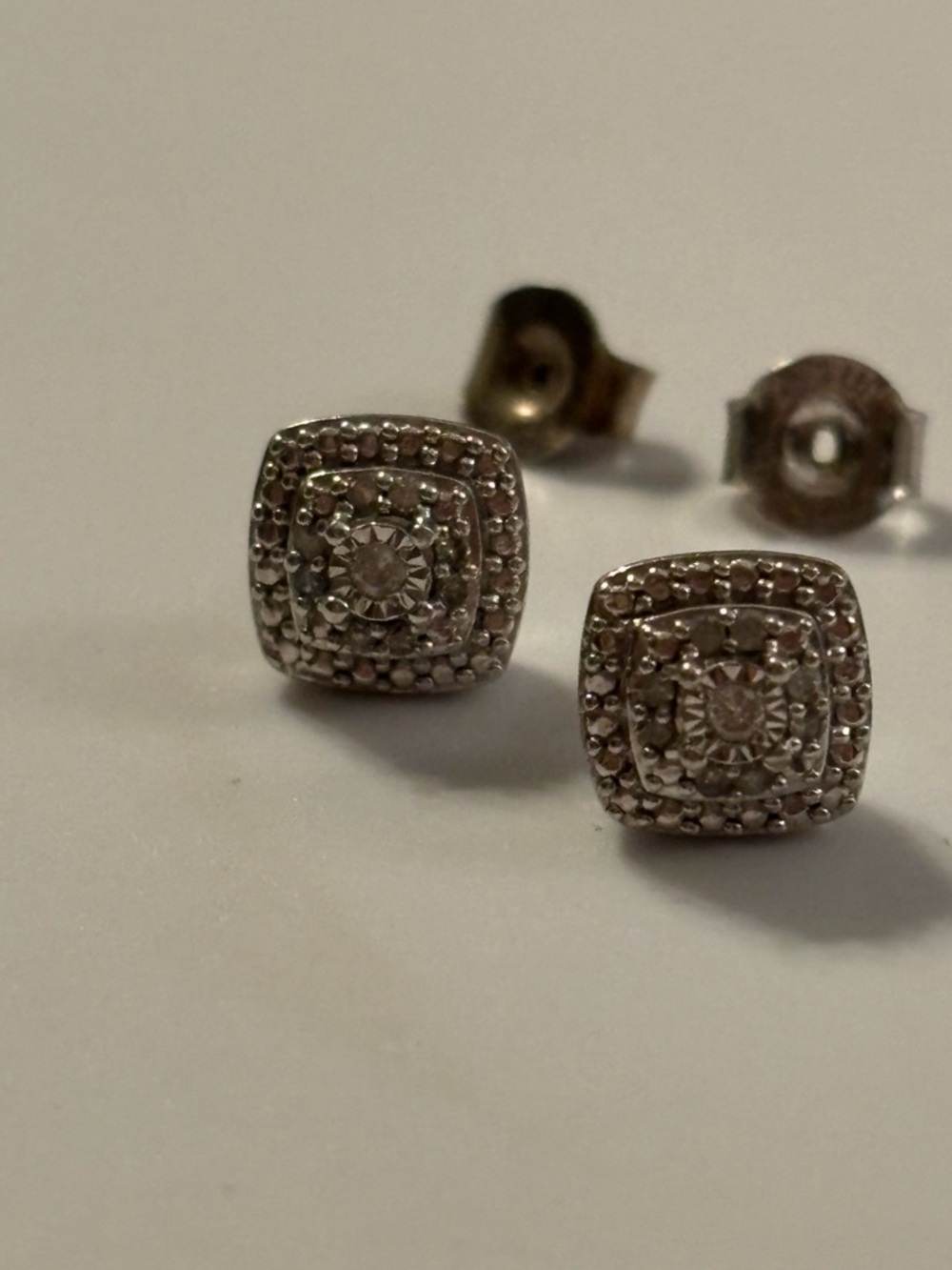 Diamond Post Sterling Silver Earrings